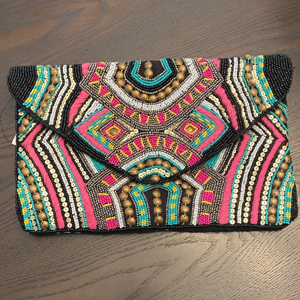 Mixit Multicolor Beaded Clutch